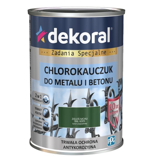 Dekoral Chlorokauczuk Farba do metalu i betonu Zieleń RAL 6005 0,9L