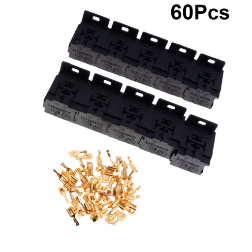 ZESTAW UCHWYTÓW PODSTAWY PRZEKAŹNIKÓW 30A-80A (10 SZT. 5-PINOWE GNIAZDO PRZEKAŹNIKA 50 SZT. 6,3 MM TERMI