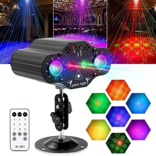 PROJEKTOR LASEROWY LED KONTROLA DŹWIĘKU LAMPA