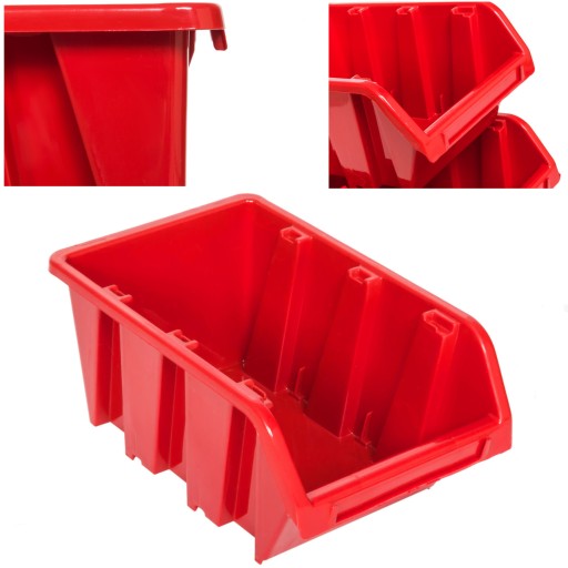 5 x Kuweta pojemnik warsztat garaż 120x195x90 mm Czerwony