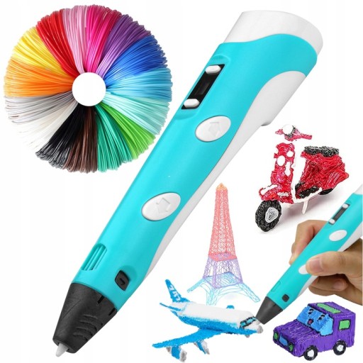 DŁUGOPIS DRUKARKA 3D PEN 3D dla DZIECI LCD + WKŁADY FILAMENT 100m ZASILACZ