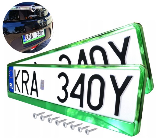 RAMKI NA REJESTRACJE METALIZOWANE ZIELONY CHROM