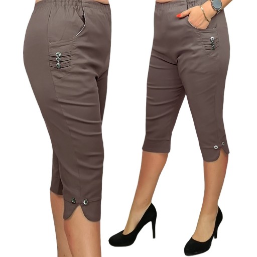 MODNE ELEGANCKIE SPODNIE 3/4 KIESZENIE 56 / 8XL T8