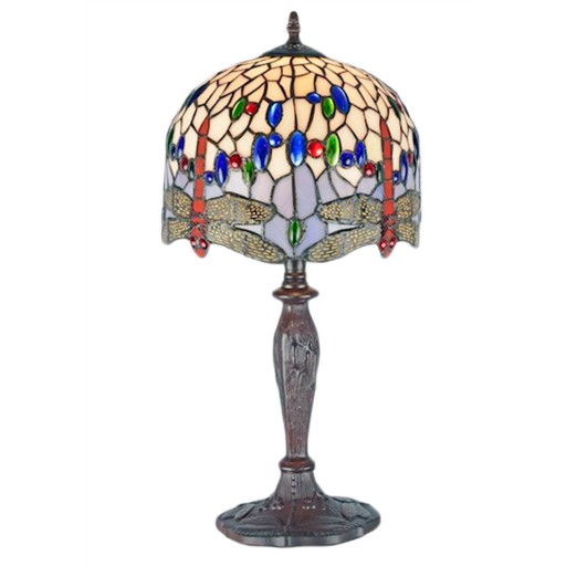 Lampa Witrażowa w Stylu Tiffany Ważka Kremowa