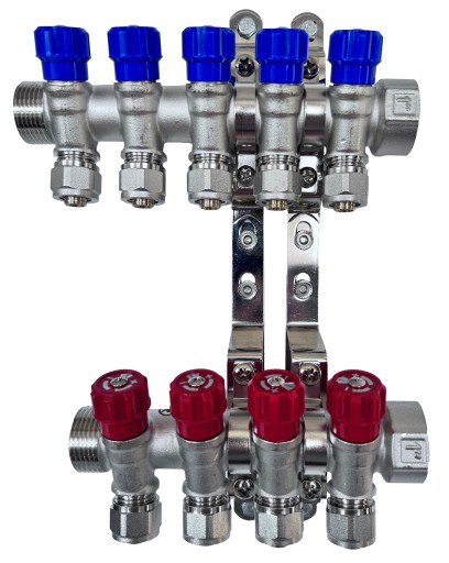 X-HOME ROZDZIELACZ PEX 1” x 16 mm 5 OBWODY WODY ZIMNEJ 4 OBWODY CIEPŁEJ