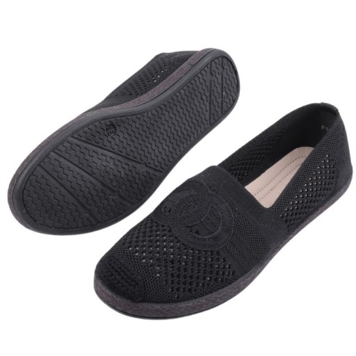 CZARNE ESPADRYLE DAMSKIE AŻUROWE PÓŁBUTY WSUWANE PŁASKIE TRAMPKI TENISÓWKI