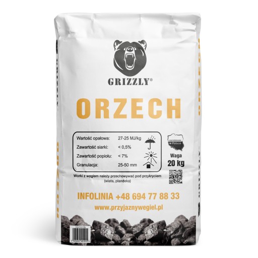 Węgiel workowany GRIZZLY Orzech – 1 tona