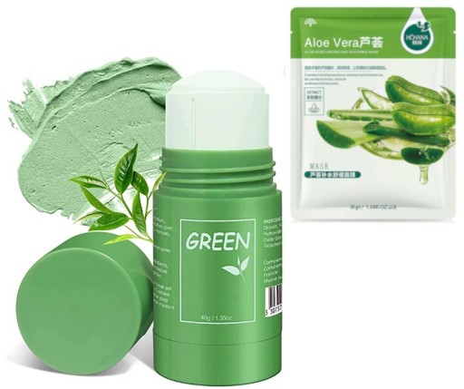 GREEN TEA MASK STICK MASECZKA OCZYSZCZAJACA + MASKA W PŁACIE ALOE VERA
