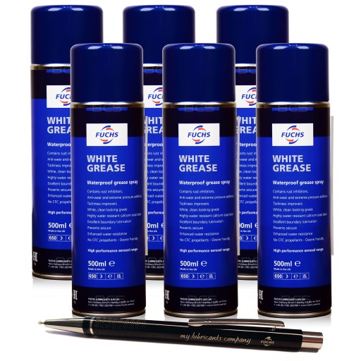 6 x FUCHS WHITE GREASE - WODOODPORNY BIAŁY SMAR 500ml SPRAY