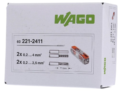 WAGO ZŁĄCZKA PRZELOTOWA 2x0,2-4mm2 221-2411 10 szt