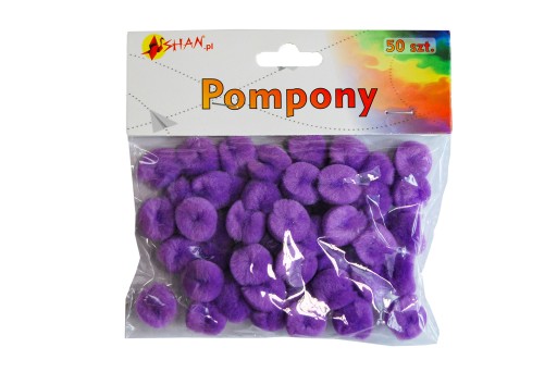 Pompony kolorowe fioletowe 50 szt Shan SP14