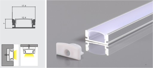 Profil aluminiowy led nawierzchniowy 2m z kloszem