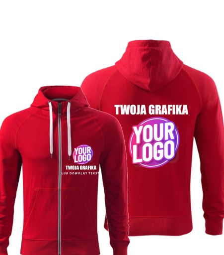 Bluza męska z kapturem z NADRUKIEM logo z przodu i na plecach 452