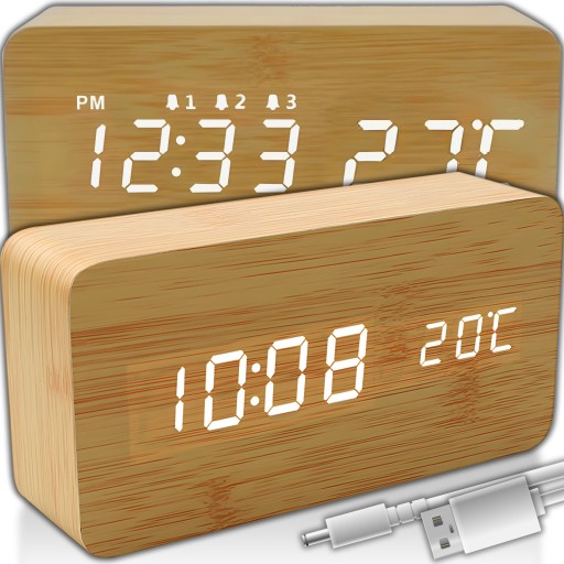 BUDZIK ZEGAR TERMOMETR ELEKTRONICZNY ZEGAREK ALARM