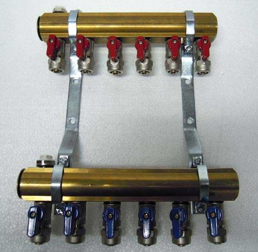 ROZDZIELACZ 4 DO C.O. + ZAWORKI 1/2 x 16 PEX + ODP
