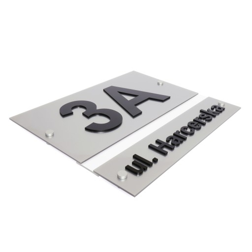 Tablica adresowa adres 3D numer na dom 33x27 srebrna 2 wzory