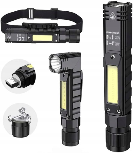 LAMPA WARSZTATOWA LATARKA LED MOCNA 5tryb z MAGNES