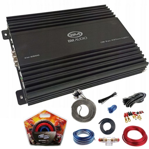 WZMACNIACZ SAMOCHODOWY BOSCHMANN 1200W + ZESTAW KABLI GŁOŚNIKOWYCH