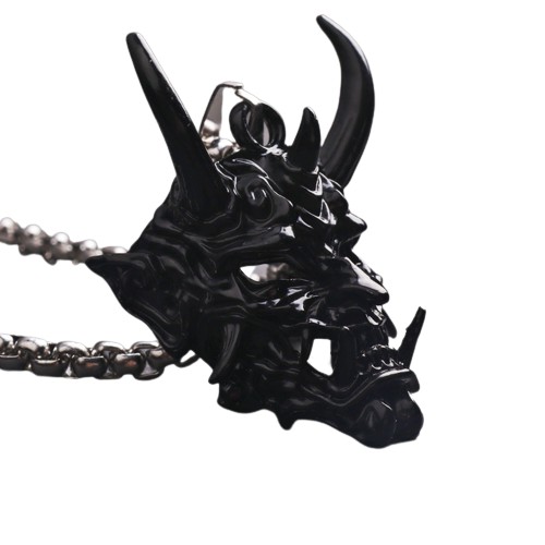NASZYJNIK STAL DEMON SAMURAI ROGI ELEGANCKI AMULET