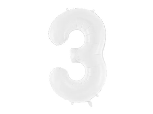 Balon foliowy Cyfra 3, 86 cm, biały