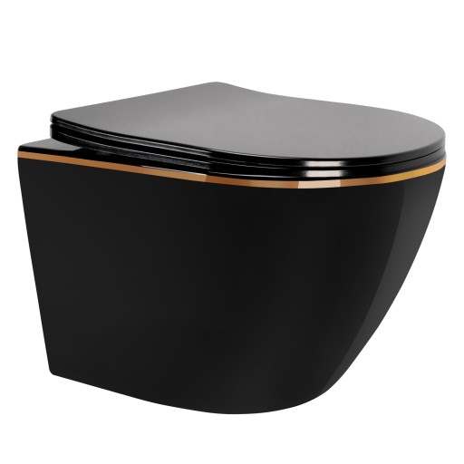 Misa WC CARLO MINI RIMLESS FLAT BLACK GOLD EDGE - REA