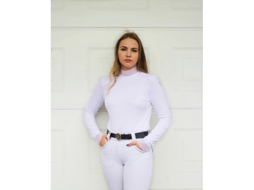 KOSZULA KONKURSOWA GLAM Z DŁUGIM RĘKAWEM WHITE R.44