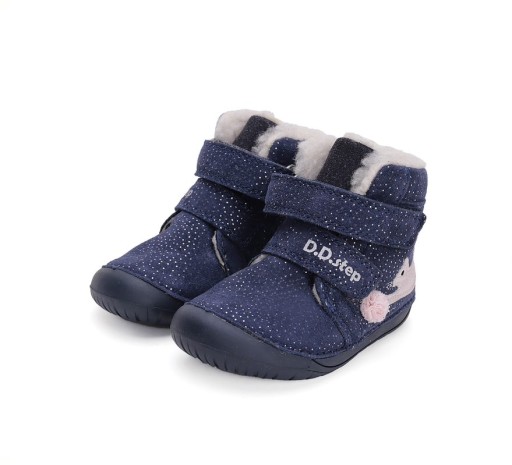 Buciki zimowe, śniegowce dziecięce DD step barefoot W070-42110 granat 20