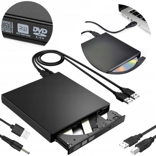 NAPĘD CD-R/DVD-ROM/RW ZEWNĘTRZNY USB 3.0 NAGRYWARKA CD PRZENOŚNY ODTWARZACZ