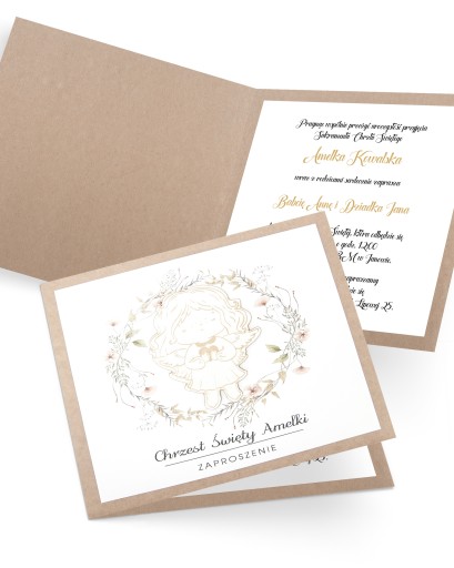 Zaproszenie na chrzest personalizowane z kopertą „Little Angel”