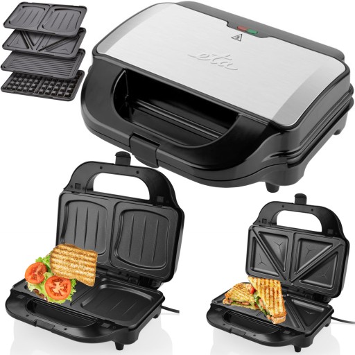 OPIEKACZ DO KANAPEK GRILL TOSTY GRZANEK PANINI GOFRY 4 PŁYTKI INOX 900W