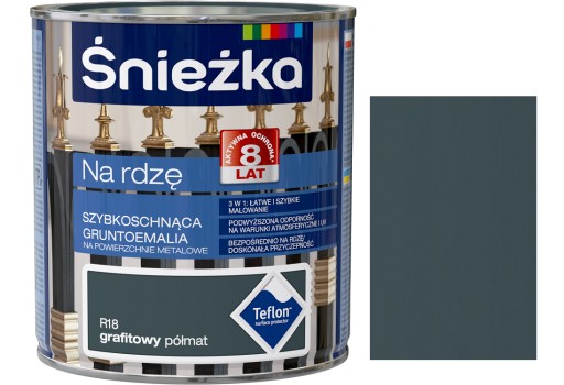 ŚNIEŻKA EMALIA NA RDZĘ GRAFIT PÓŁMAT R18 0.65L