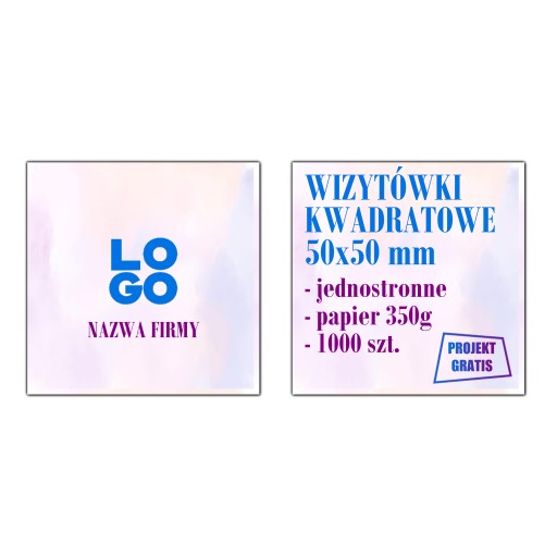 Wizytówki kwadratowe 50x50 1000szt. PROJEKT GRATIS