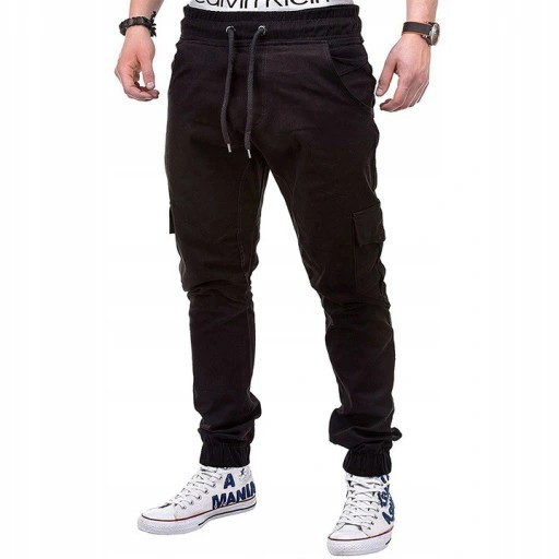 MĘSKIE LUŹNE SPODNIE MODNE JOGGERY L