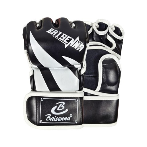 de-Mma Gloves, Half Finger Fighting Gloves Hand Protector Guard Black White