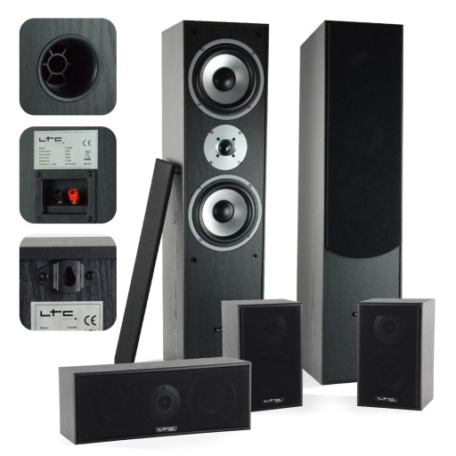 Kino domowe 5.0 zestaw kolumn stereo 500W czarny LTC Audio