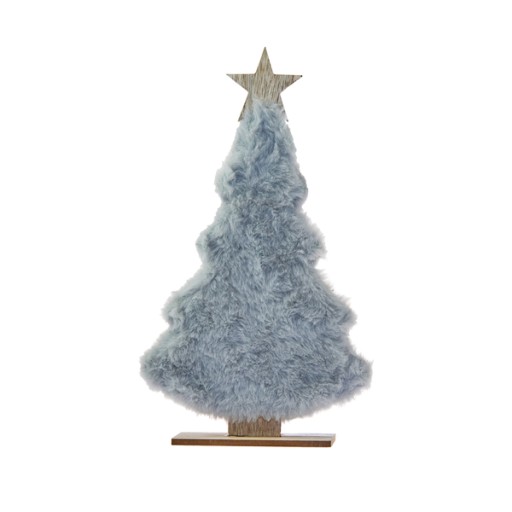 CHOINKA DREWNIANA futerko szare Święta 28cm 1szt
