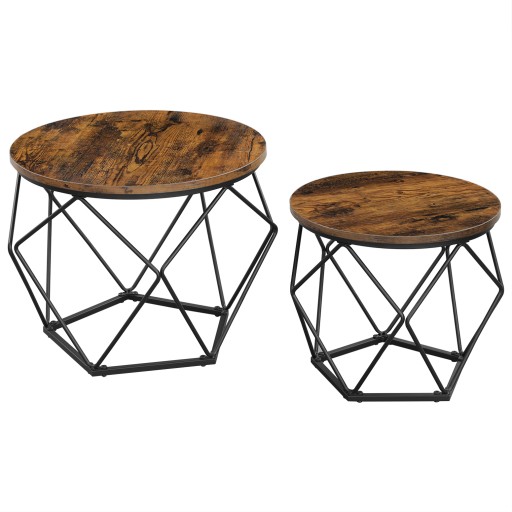 STOLIKI KAWOWE GEOMETRYCZNE VINTAGE LOFT ZESTAW 2