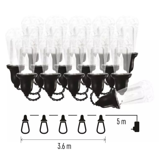 Łańcuch girlanda 16 żarówek LED 3,6m zimna biel
