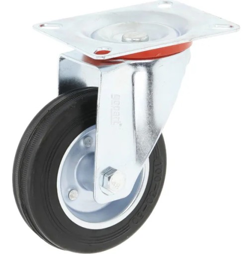 KOŁO METALOWO GUMOWE SKRĘTNE DO WÓZKA 100 mm