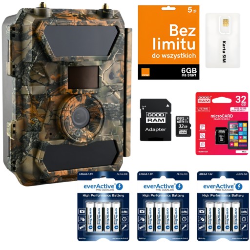 Zestaw Fotopułapka kamera leśna SF4.0CG Pro 100°+ 12XAA + SD 32GB
