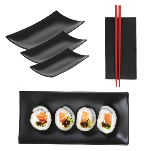ZESTAW DO SUSHI TALERZE KOMPLET 3 TALERZY NACZYNIA PÓŁMISKI PORCEALANA