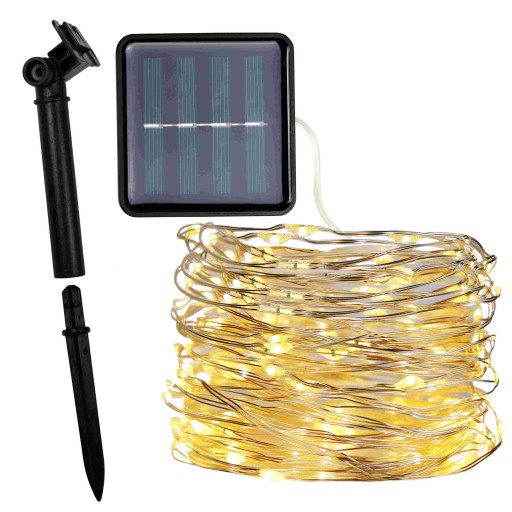 LAMPKI OGRODOWE DRUCIKI LED SOLARNE 50 LED 5M BIAŁY CIEPŁY