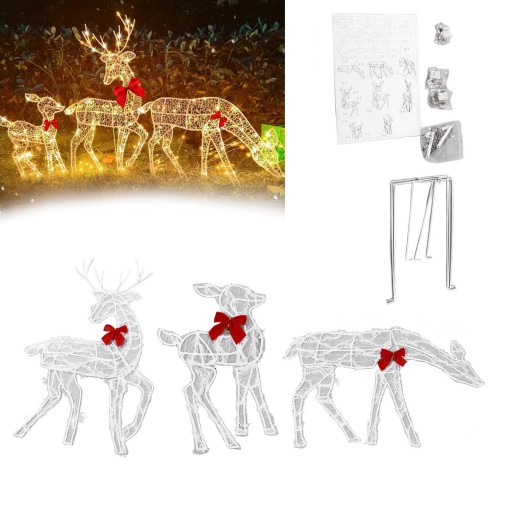 3*RENIFER LED ŚWIECĄCY OZDOBA ŚWIĄTECZNA OGRODU