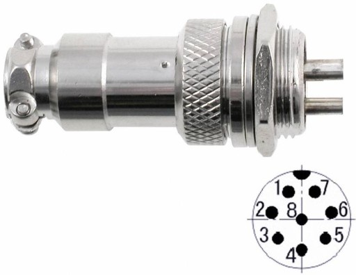 Gniazdo + wtyk na panel, C091 (GX16), 8 pin złącze przemysłowe