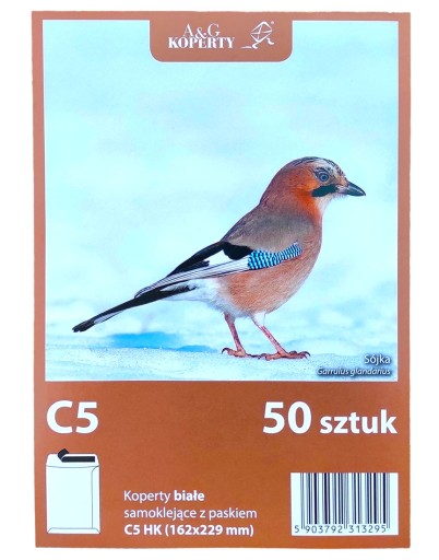 KOPERTY listowe biurowe C5 HK z paskiem 50szt