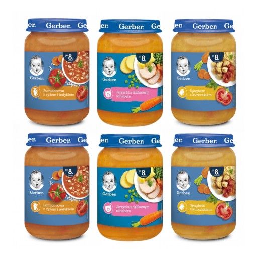 Gerber Zestaw Obiadek dla Dzieci MIX Smaków po 8. miesiącu 6x190g