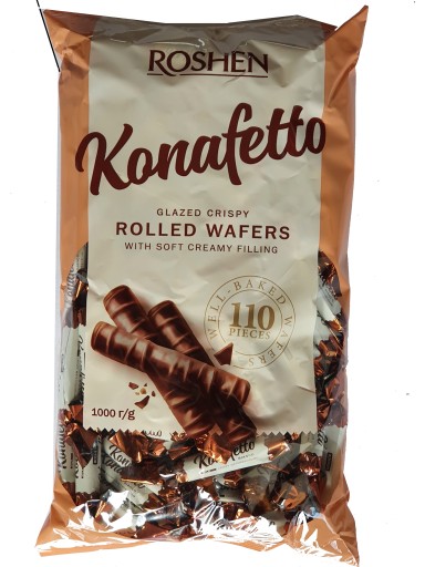 CUKIERKI ROSHEN KONAFETTO BIANCO RURKI W POLEWIE