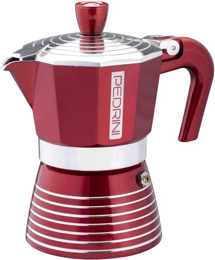 Pedrini Infinity Passion Rossa 6 tz kawiarka aluminiowa, lakier brokatowy