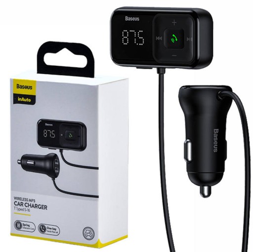BASEUS TRANSMITER FM MP3 micro SD AUX ŁADOWARKA SAMOCHODOWA 2x USB LCD