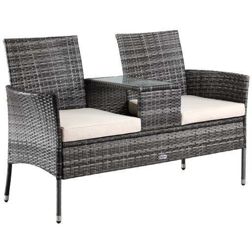 DWUOSOBOWA ŁAWKA POLYRATTAN STOLIK MEBLE OGRODOWE